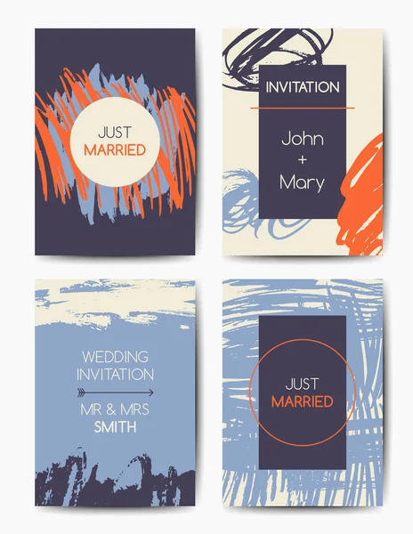 Vector wedding invitation grunge templates in color — Stock Vector