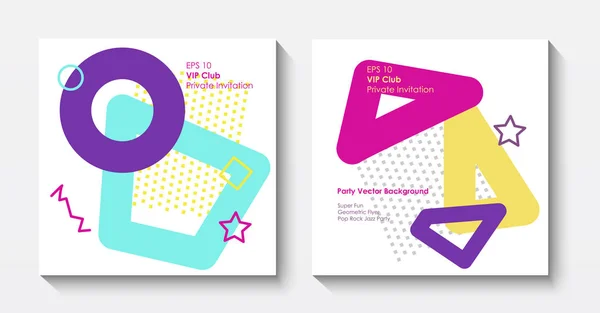 Διάνυσμα γεωμετρικά καρτ ποστάλ πρότυπα στο pop στυλ art — Διανυσματικό Αρχείο