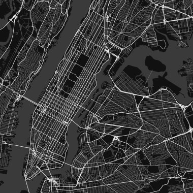 Siyah beyaz bir New York vektör şehir haritası