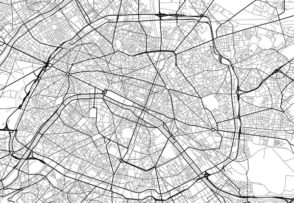 Vektor-Stadtplan von Paris in schwarz-weiß — Stockvektor
