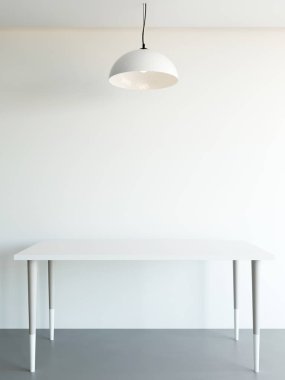 3D iç render beyaz mutfak alanı