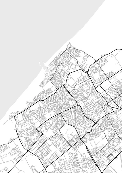 Vector χάρτη της πόλης της Χάγης σε μαύρο και άσπρο — Διανυσματικό Αρχείο