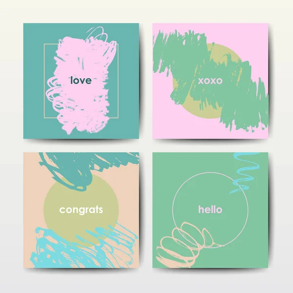 Moderne grunge brush ansichtkaarten kleurrijke vector sjablonen — Stockvector