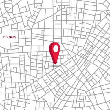 Küçük işaretçilerle vektör soyut şehir haritası