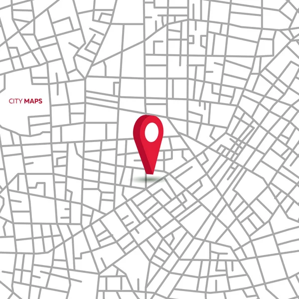 Küçük işaretçilerle vektör soyut şehir haritası — Stok Vektör