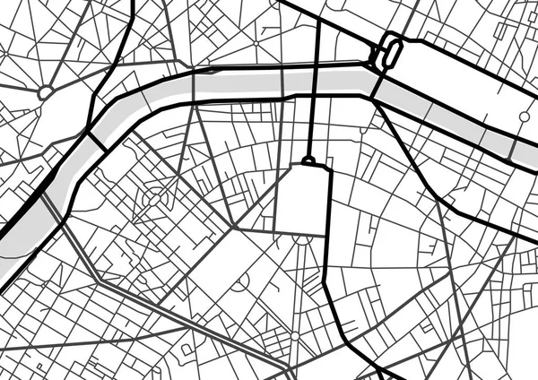 Mapa abstracto vectorial de la ciudad en blanco y negro — Archivo Imágenes Vectoriales