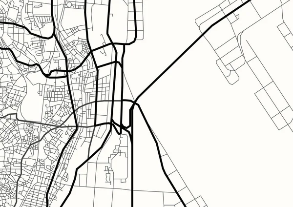 Mapa abstracto vectorial de la ciudad en blanco y negro — Vector de stock