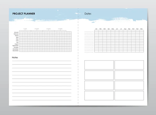 Durata del progetto e business planner con data aperta — Vettoriale Stock