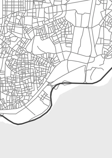 Mapa abstracto vectorial de la ciudad en blanco y negro — Vector de stock