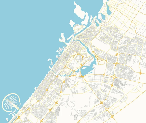 Vektorová mapa Dubaje v bsoft barvách — Stockový vektor