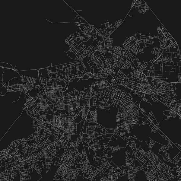 Vector kaart van abstracte stad in zwart-wit — Stockvector