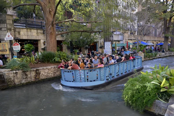 Сан Антоніо Riverwalk Човні Сан Антоніо Штат Техас Ліцензійні Стокові Зображення