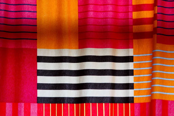 Used Fabric Curtain Geometric Pattern — Stock Photo, Image
