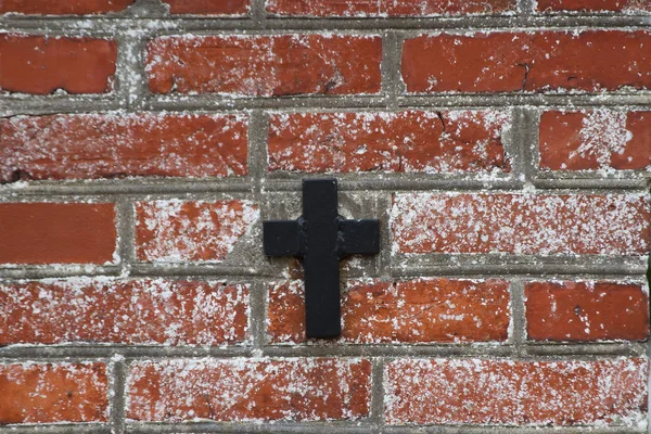 Cross Red Brick Wall Detail Denmark — Stock Photo, Image