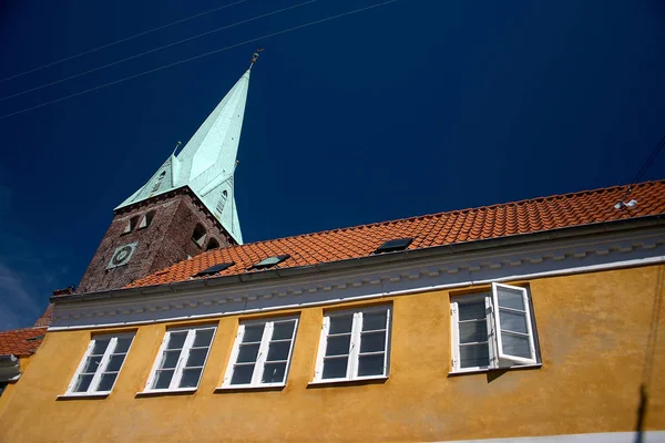 Hagyományos Street Helsingor Dánia — Stock Fotó