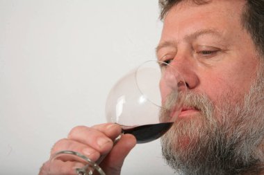 Olgun İskandinav adam şarap içme 