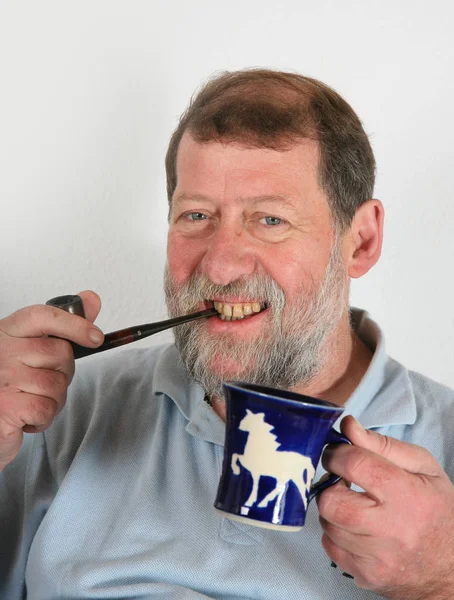 Mature Scandinavian Man Drinking Tea — Stock Photo, Image