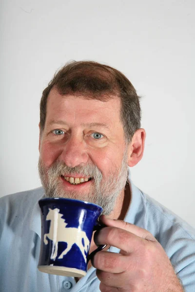 Mature Scandinavian Man Drinking Tea — Stock Photo, Image