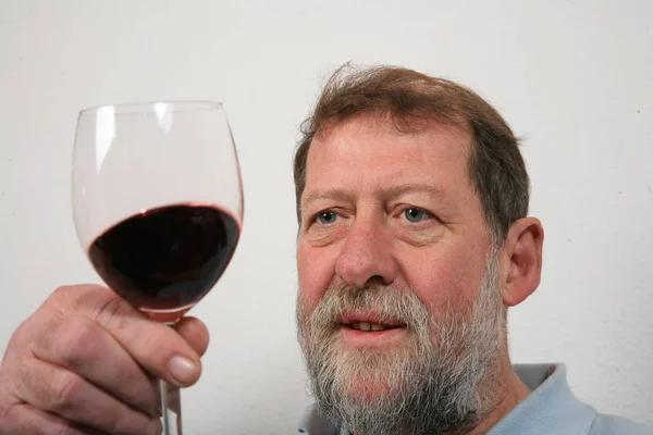 Mature Scandinavian Man Drinking Wine — Stock Photo, Image