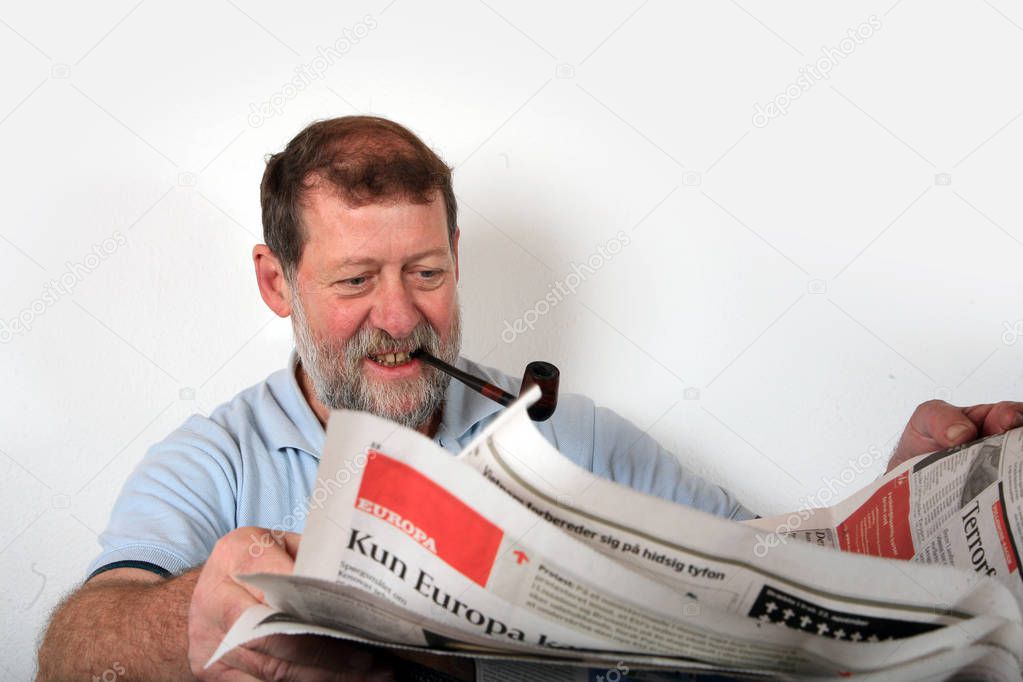 Mature scandinavian man reading 