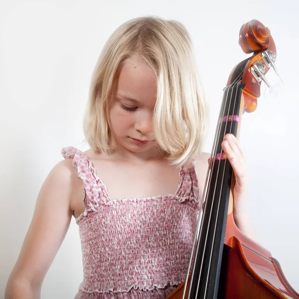 Portrait Young Girl Studio Cello — Stock Photo, Image