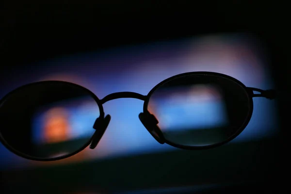 Pair Glasses Blue Light Background — Stock Photo, Image