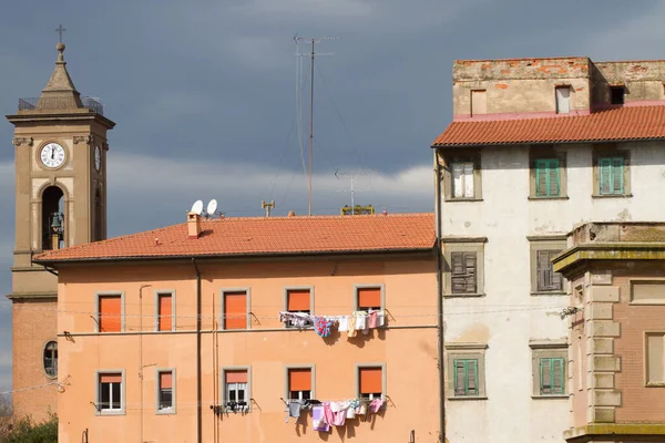 Clothes Hanging Out Dry Washing Line Livorno Ligurian Sea Western — Stock Photo, Image