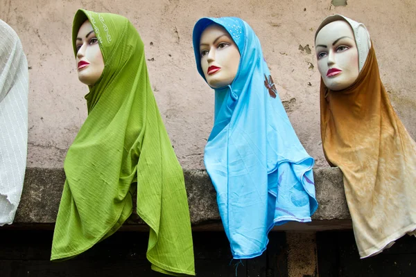 Hijab Mannequins Market Kuala Lumpur Lot People 倾斜和移位镜片射击 — 图库照片