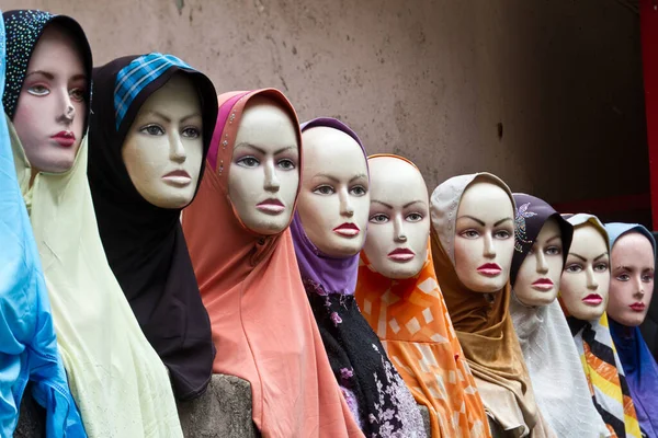 Hijab Manequins Mercado Kuala Lumpur Com Monte Pessoas Tiros Com — Fotografia de Stock