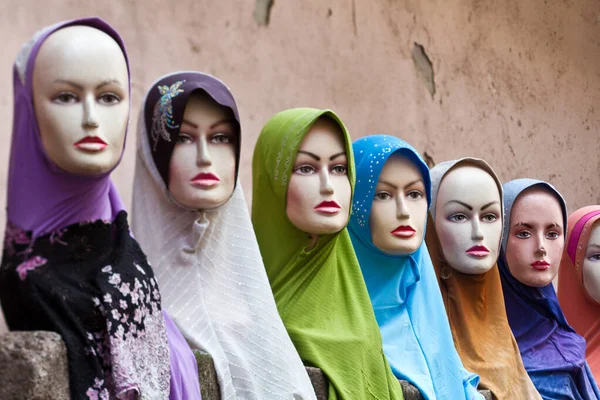 Hijab Mannequins Market Kuala Lumpur Lot People Shot Tilt Shift — Stock Photo, Image