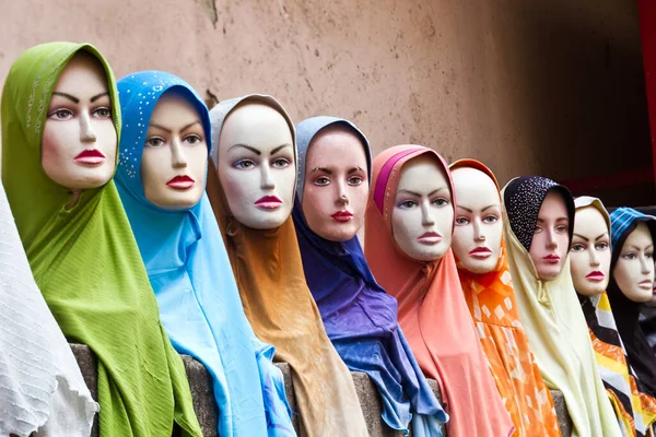 Hijab Manequins Mercado Kuala Lumpur Com Monte Pessoas Tiros Com — Fotografia de Stock