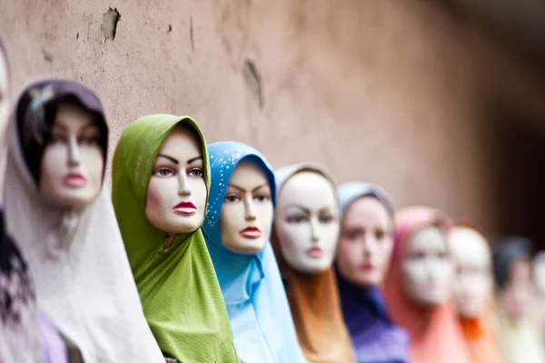 Hijab Mannequins Market Kuala Lumpur Lot People Shot Tilt Shift — Stock Photo, Image