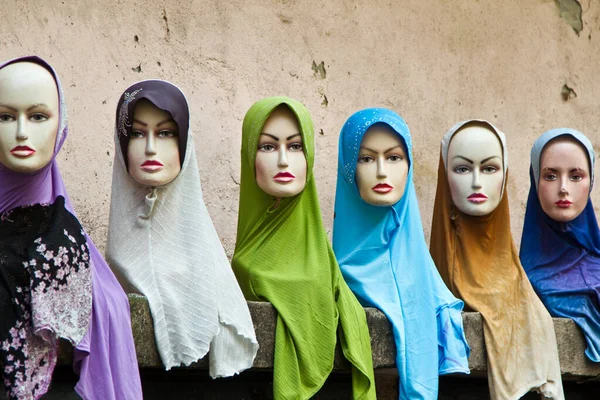 Hijab Manequins Mercado Kuala Lumpur Com Monte Pessoas Tiros Com — Fotografia de Stock