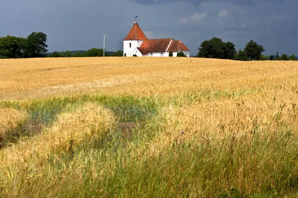 Iglesia Denmark Djursland Verano —  Fotos de Stock