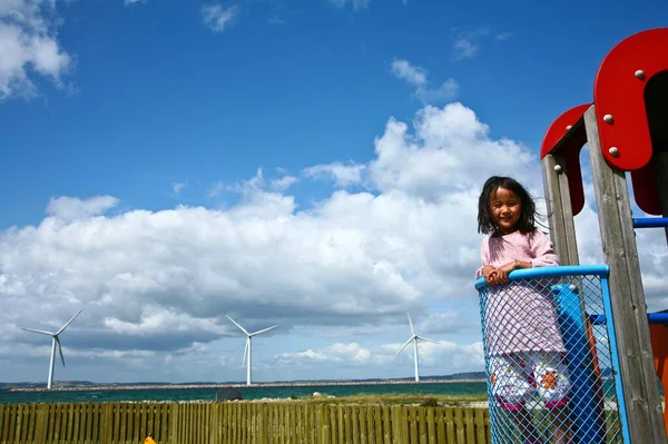 夏にデンマークの田舎にある風車 — ストック写真