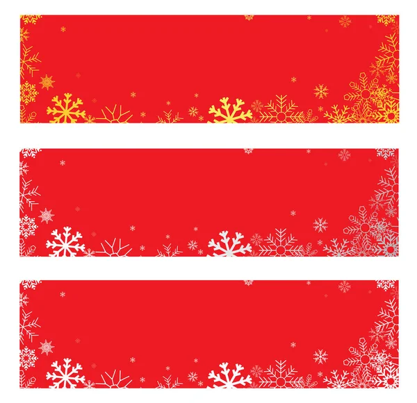 Красное Рождественское Векторное Знамя Снежинками — стоковый вектор