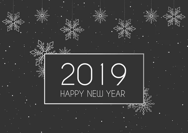 Feliz Ano Novo 2019 Texto Com Decoração Inverno Prata Fundo —  Vetores de Stock