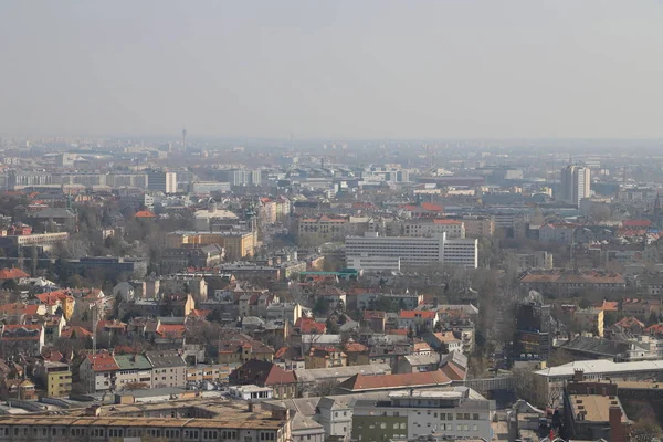 ブダペスト ハンガリー 月23日 2019 Hegy からハンガリーの首都ブダペストのパノラマ イーグルヒル — ストック写真