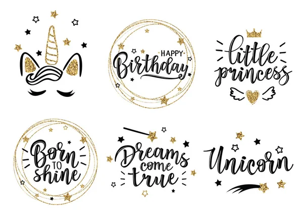 Set di auguri in oro vettoriale Illustrazioni Stock Royalty Free