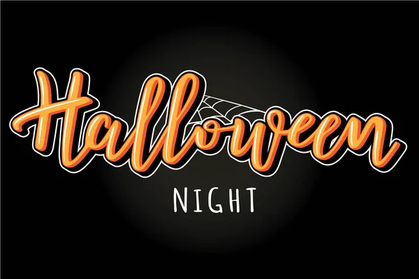 Lettrage vectoriel de nuit Halloween avec une toile . — Image vectorielle