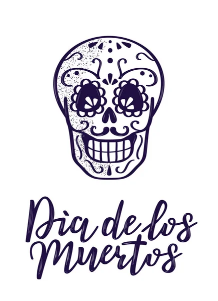 El día de la ilustración del vector muerto. Letras esbozadas a mano 'Dia de los Muertos' para postal — Vector de stock