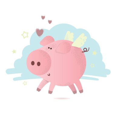 Sevimli vektör pembe domuz kalp