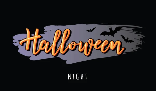 Halloween Nacht Vektor Schriftzug mit Fledermäusen. — Stockvektor
