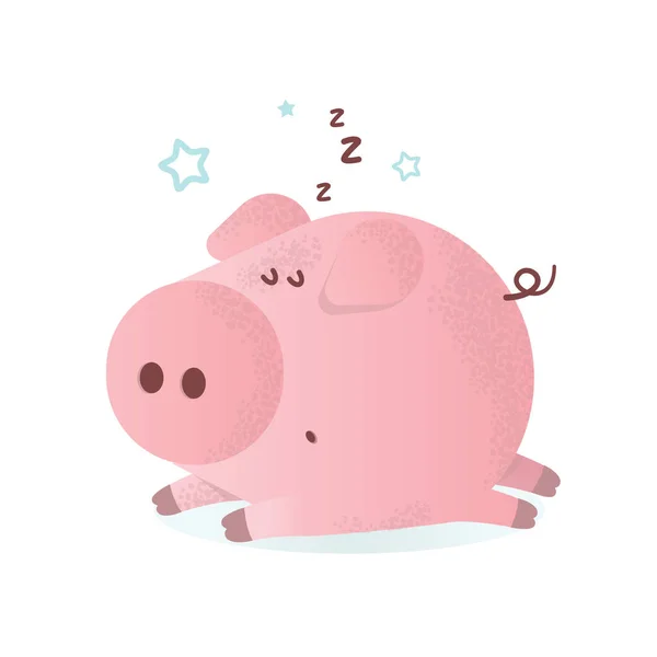 Ilustración vectorial de un lindo cerdo rosa dormido — Vector de stock