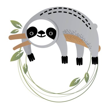 Şirin bir tembel vektör çerçeve