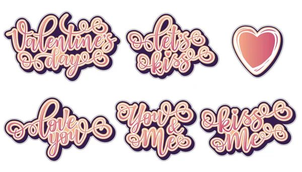 Inspirational stickers set for Valentine's Day — Stock Vector