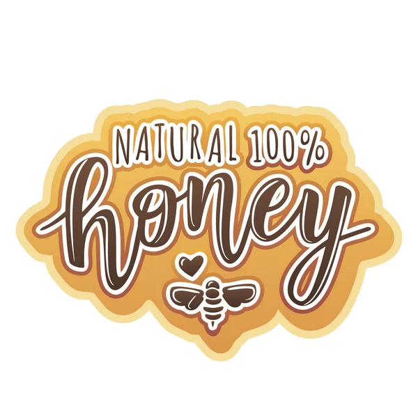 Vector illustration of a 'natural honey' lettering — Stock Vector