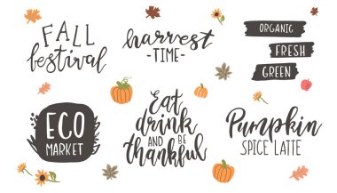 Taze hasat vektör harf seti beyaz arka plan üzerinde izole