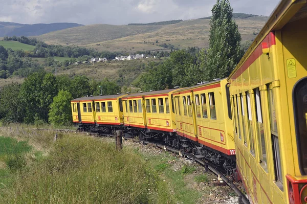 Latour Carol Francia Septiembre 2018 Pequeño Tren Amarillo Los Pirineos —  Fotos de Stock