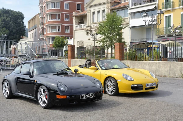 Ales Francia Septiembre 2018 Porsche Sports Car Rally Parking City —  Fotos de Stock